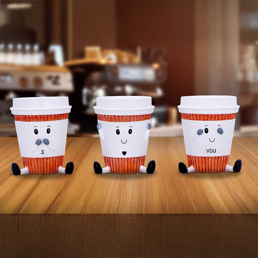 Three Wise Coffee Cups Figurines 7cm