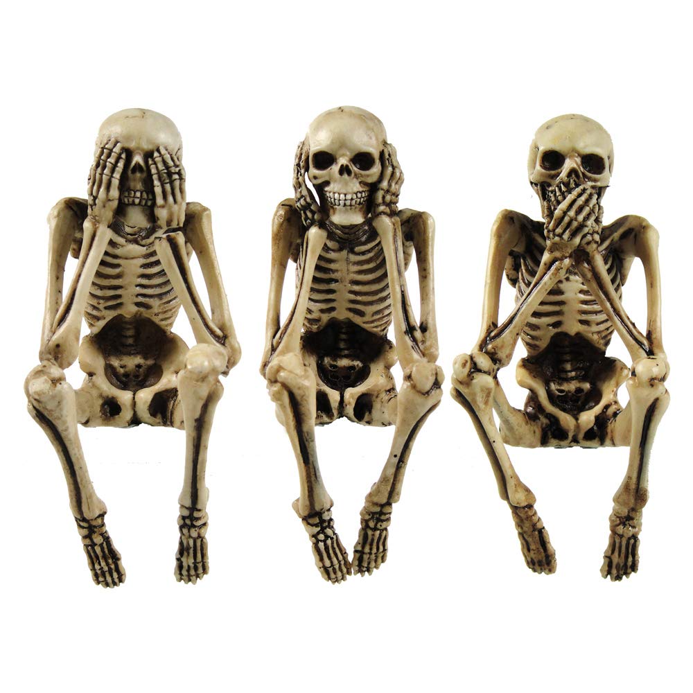 Three Wise Skeletons Figurine Skeleton Ornaments 10cm 2