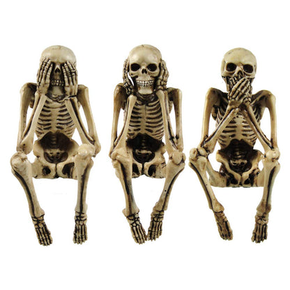 Three Wise Skeletons Figurine Skeleton Ornaments 10cm 2