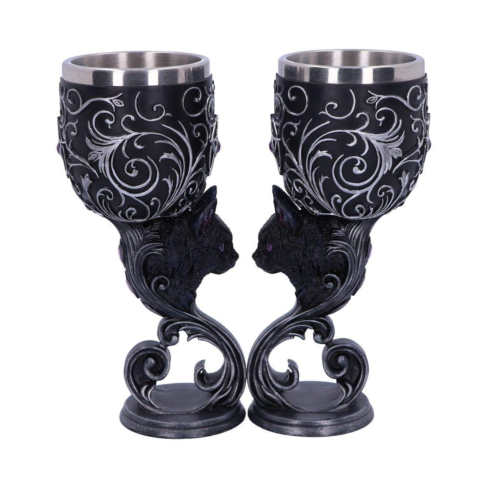 Familiars Love Twin Cat Heart Set of Two Goblets 18.5cm 3