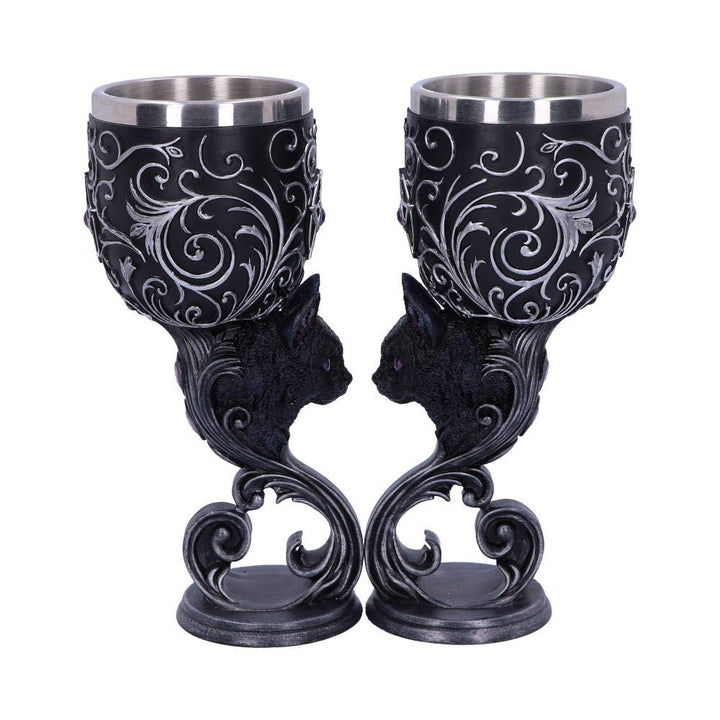 Familiars Love Twin Cat Heart Set of Two Goblets 18.5cm