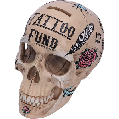 Natural Bone Coloured Traditional Tribal Tattoo Fund Skull Money Box 15cm 8