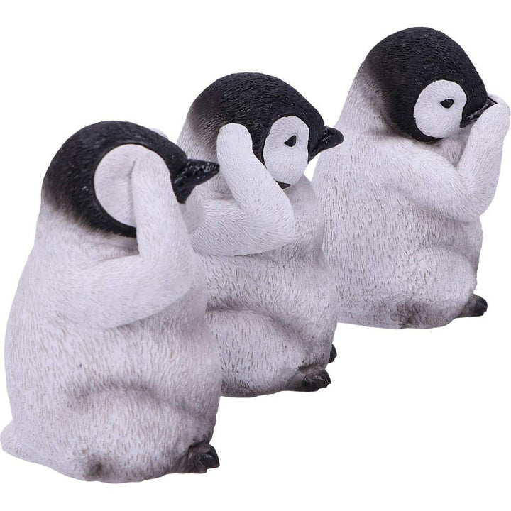 See No Hear Speak Evil Emperor Penguin Chick Figurines Three Wise Penguins 8.7cm
