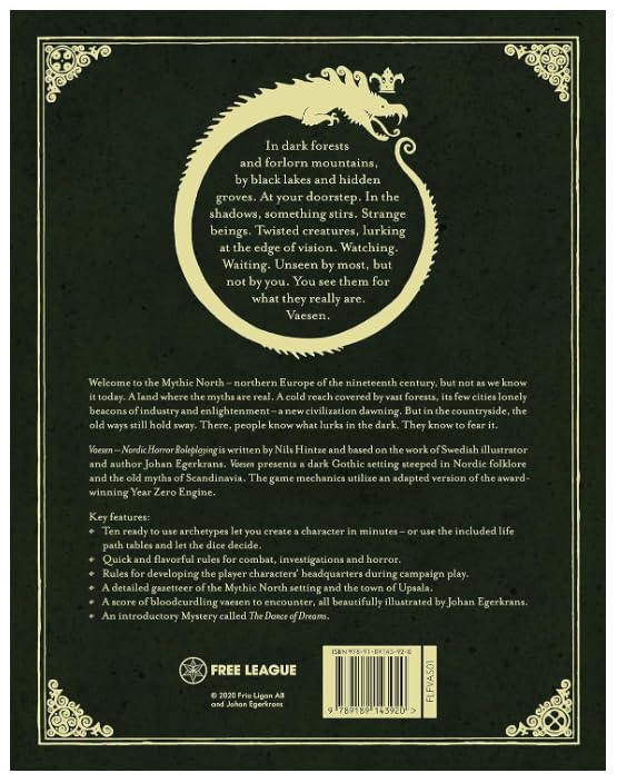 Free League Publishing Vaesen Roleplaying Game Core Rulebook, Gothic Nordic Horror RPG Hardback, Full Color, Tabletop Board Game for Adults, Family, Teens 14+
