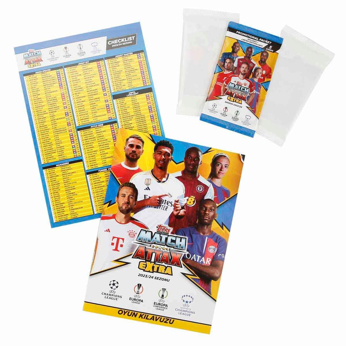 Topps 2023-24 Match Attax Extra Champions League Cards - Starter Pack (Album, 24 Cards + 2 LE) 1