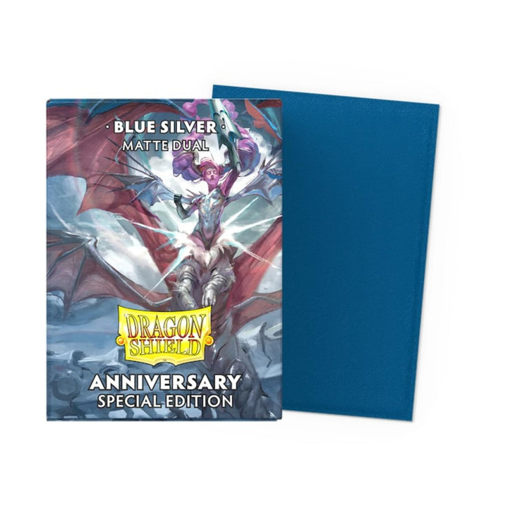 Dragon Shield Sleeves - Special Edition Matte Dual: Anniversary - Blue/Silver 100CT Card Sleeves - Textured Back - Compatible with Magic The Gathering, Pokémon, and Yugioh TCG & LCG - Top Loader