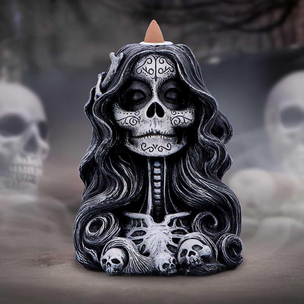Calaveras Offering Gothic Day of the Dead Inspired Backflow Incense Burner 16cm 6
