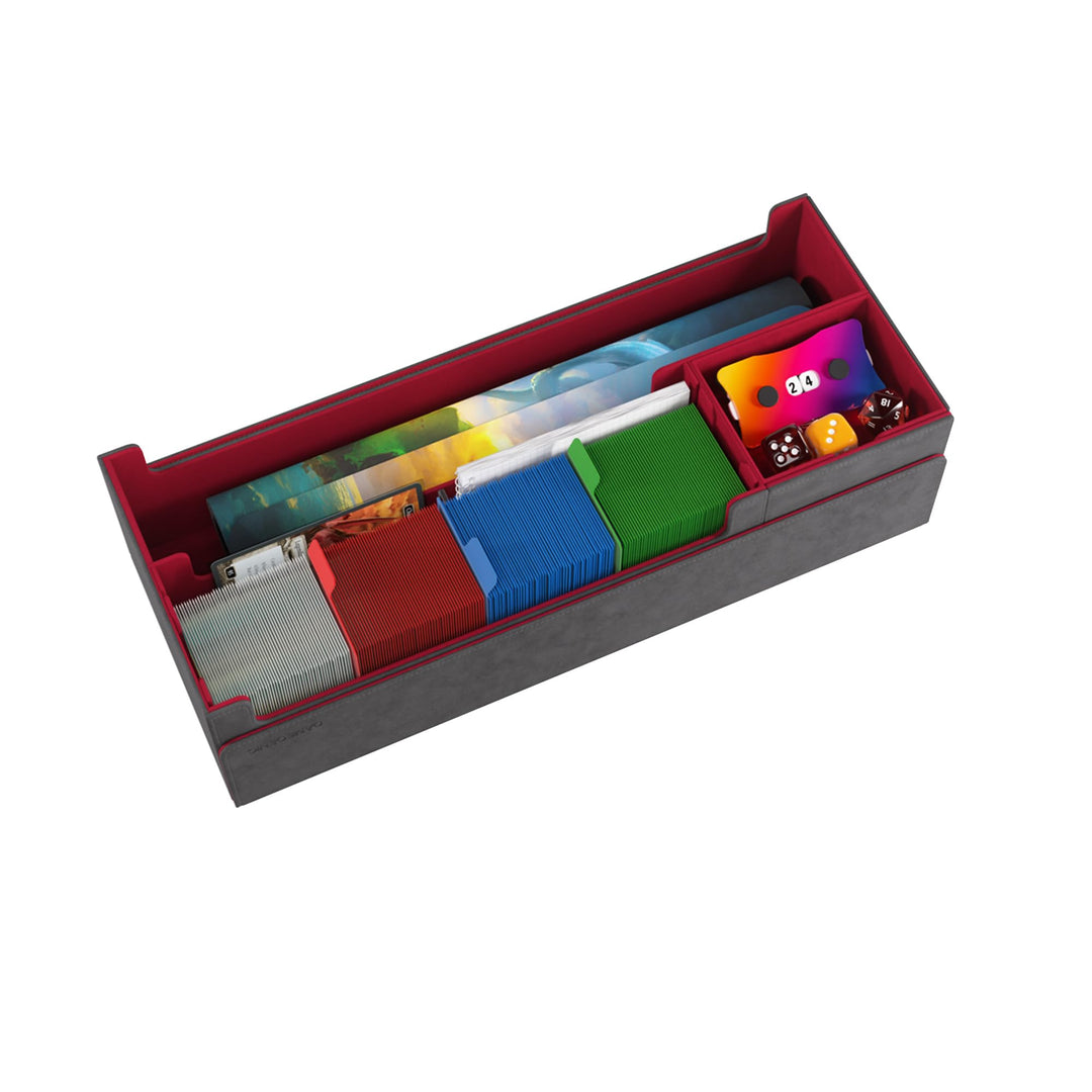 Cards’ Lair Pro 1000+ Convertible Gaming Box - Premium Storage and Organization for Serious Gamers, Holds Cards, Deck Boxes and Accessories, Grey/Red Color, Made by Gamegenic