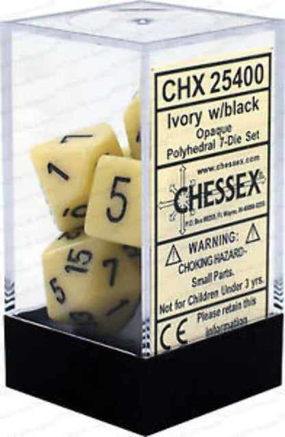 Chessex CHX25400 Dice-Opaque Ivory/Black Set, Multicolor 1