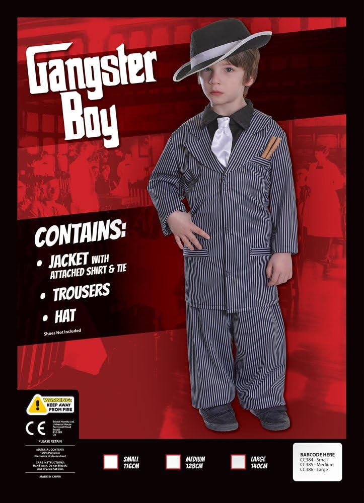 Gangster Boy Costume Mini Al Capone Pinstripe Suit