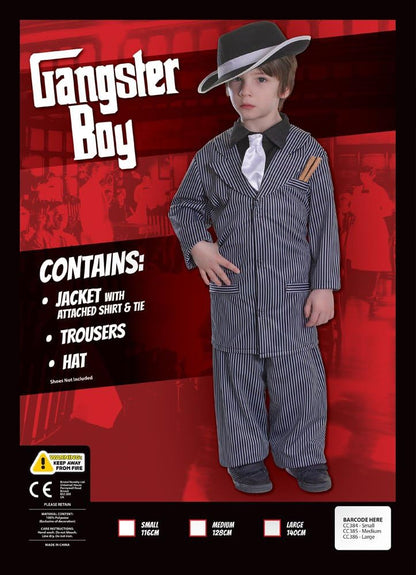Gangster Boy Costume Mini Al Capone Pinstripe Suit 2