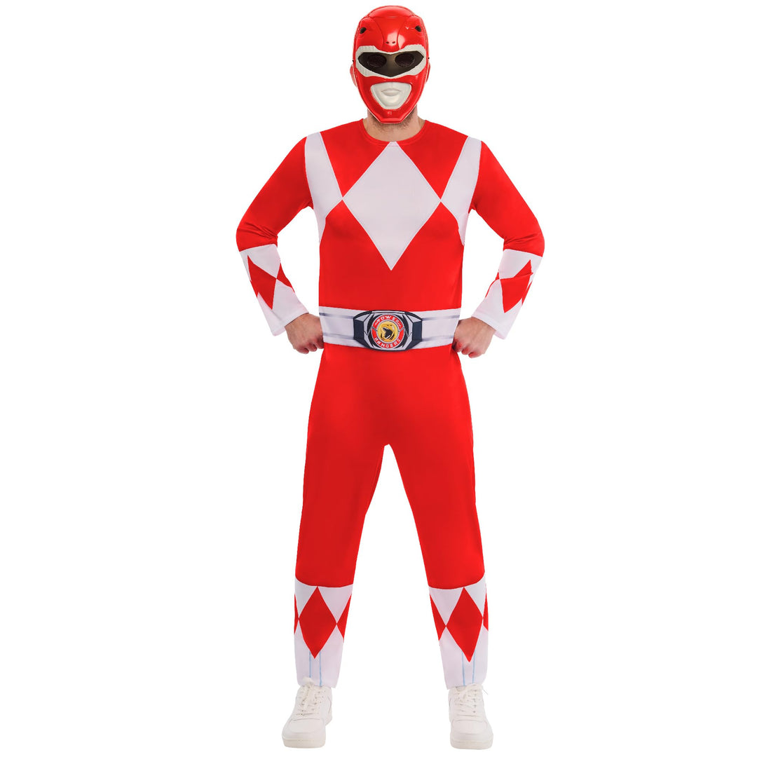 Rubie's 1001409S000 Adult Mighty Morphin Red Ranger Power Fancy Dress, 37" Chest