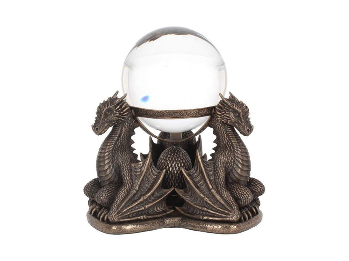 Bronze Dragons Prophecy Mythical Crystal Ball Holder 18.5cm