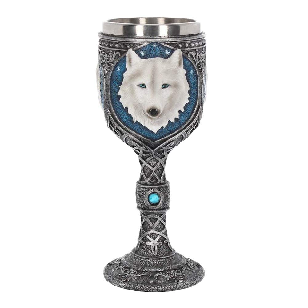 White Winter Ghost Wolf Wine Glass Goblet 19.5cm