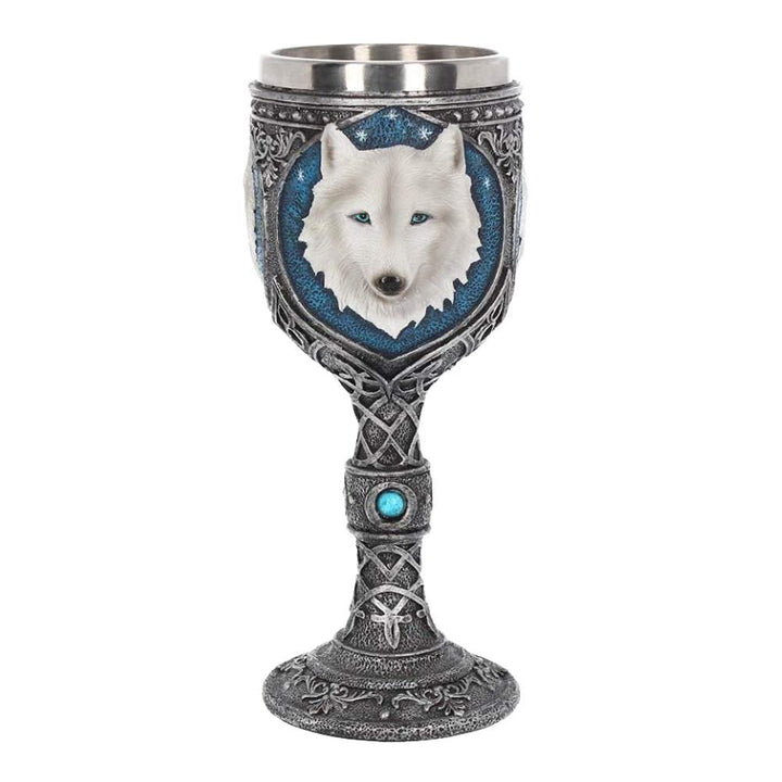 White Winter Ghost Wolf Wine Glass Goblet 19.5cm