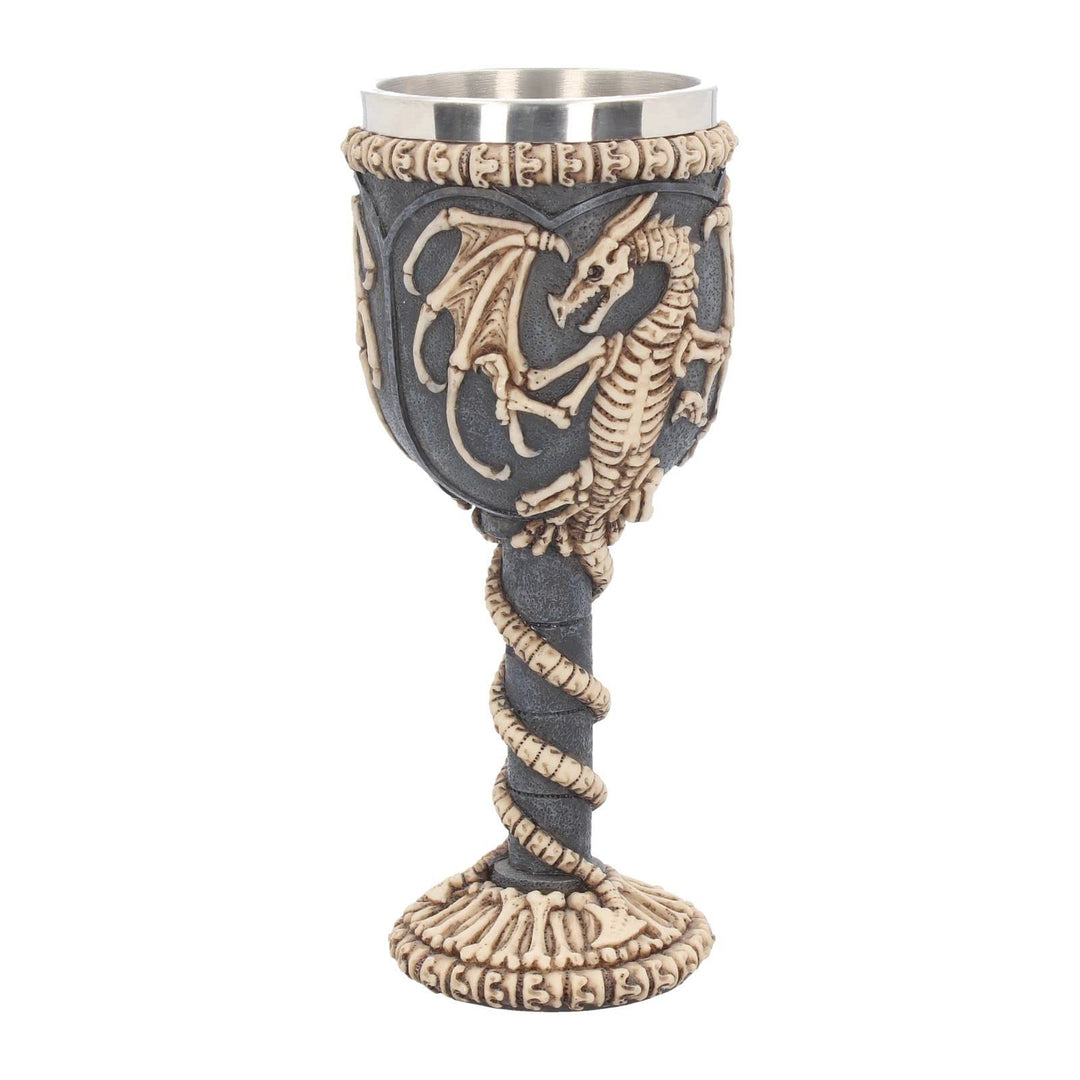 Realistic Fossilised Dragon Remains Skeleton Goblet Wine Glass 19cm
