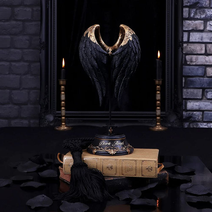 Dark Angel Gothic Fallen Fae Wing Sculpture Figurine 26cm