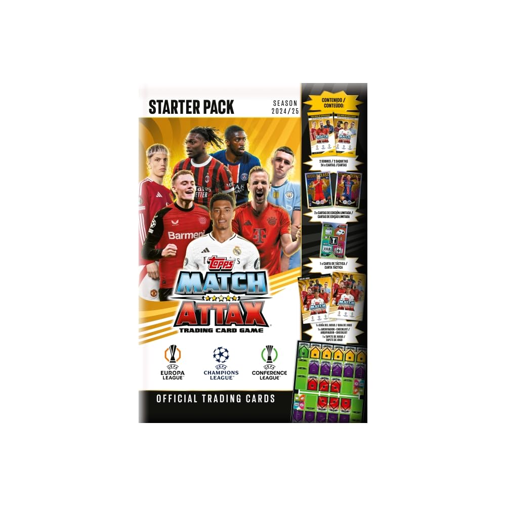 2024-25 Topps Match Attax Champions League Cards - Starter Pack (Album, 27 Cards + 2 LE)