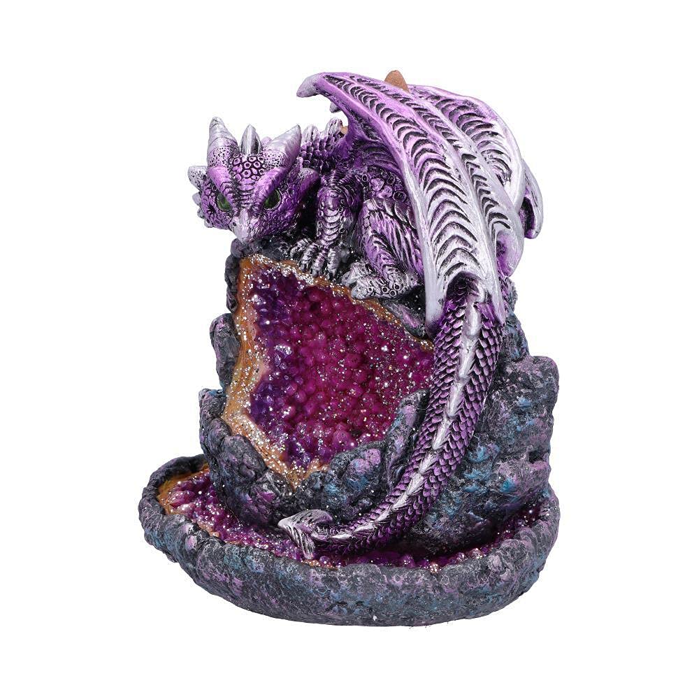 Crystalline Protector Purple Dragon Geode Backflow Incense Burner 14.2cm