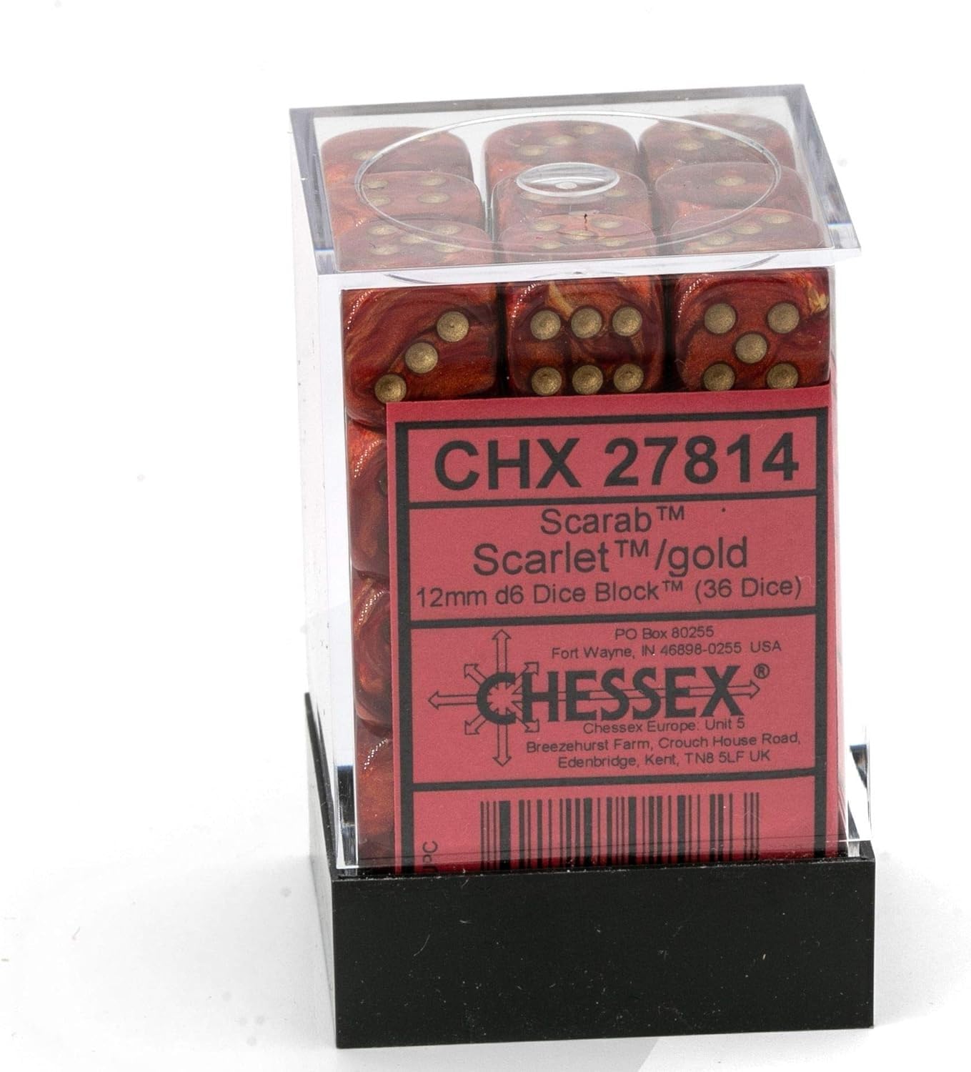 Chessex DND Dice Set-Chessex D&D Dice-12mm Scarab Scarlet and Gold Plastic Polyhedral Dice Set-Dungeons and Dragons Dice ludes 36 Dice – D6, Various (CHX27814) 5
