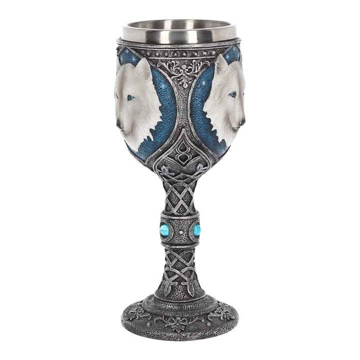 White Winter Ghost Wolf Wine Glass Goblet 19.5cm