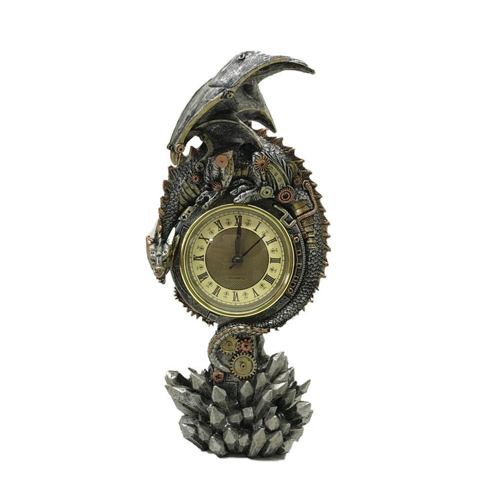 Clockwork Reign Steampunk Dragon Mantel Clock 28cm