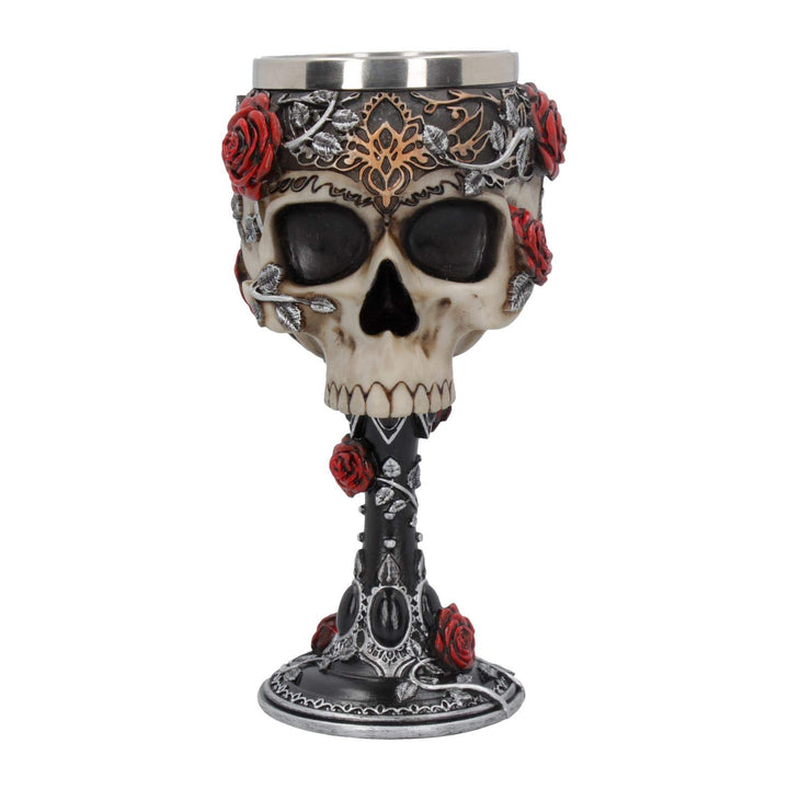 Gothic Roses Goblet Skull Horror Wine Glass 18cm