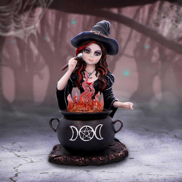 Althea Witch figurine with Flame Cauldron 16cm