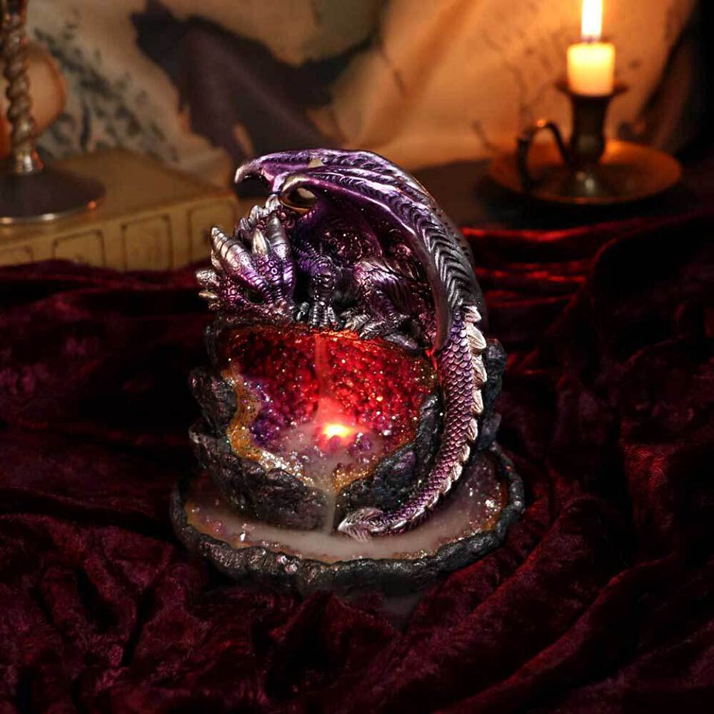 Crystalline Protector Purple Dragon Geode Backflow Incense Burner 14.2cm