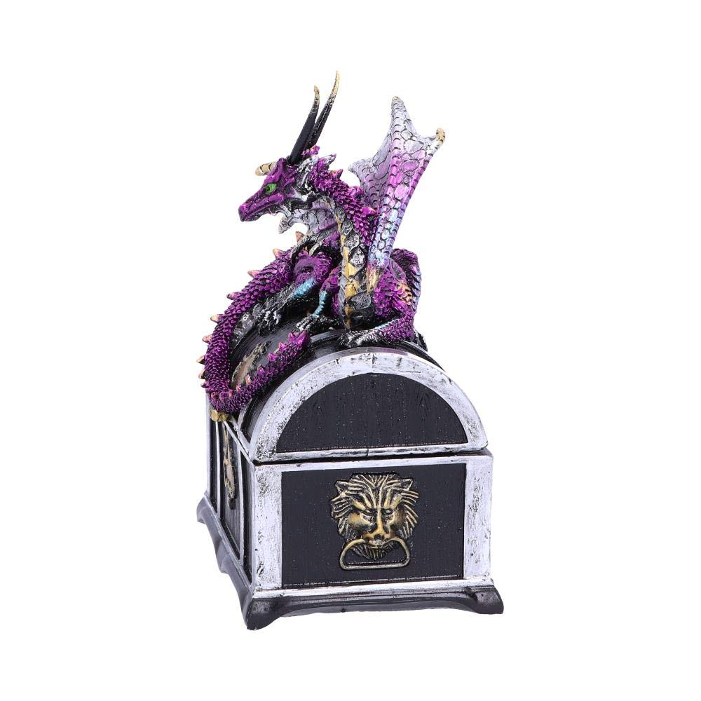 Reptilian Riches Dragon Sitting on a Treasure Chest Storage Box 15cm