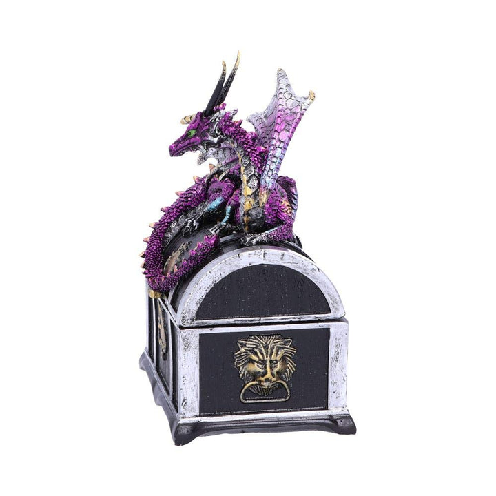 Reptilian Riches Dragon Sitting on a Treasure Chest Storage Box 15cm