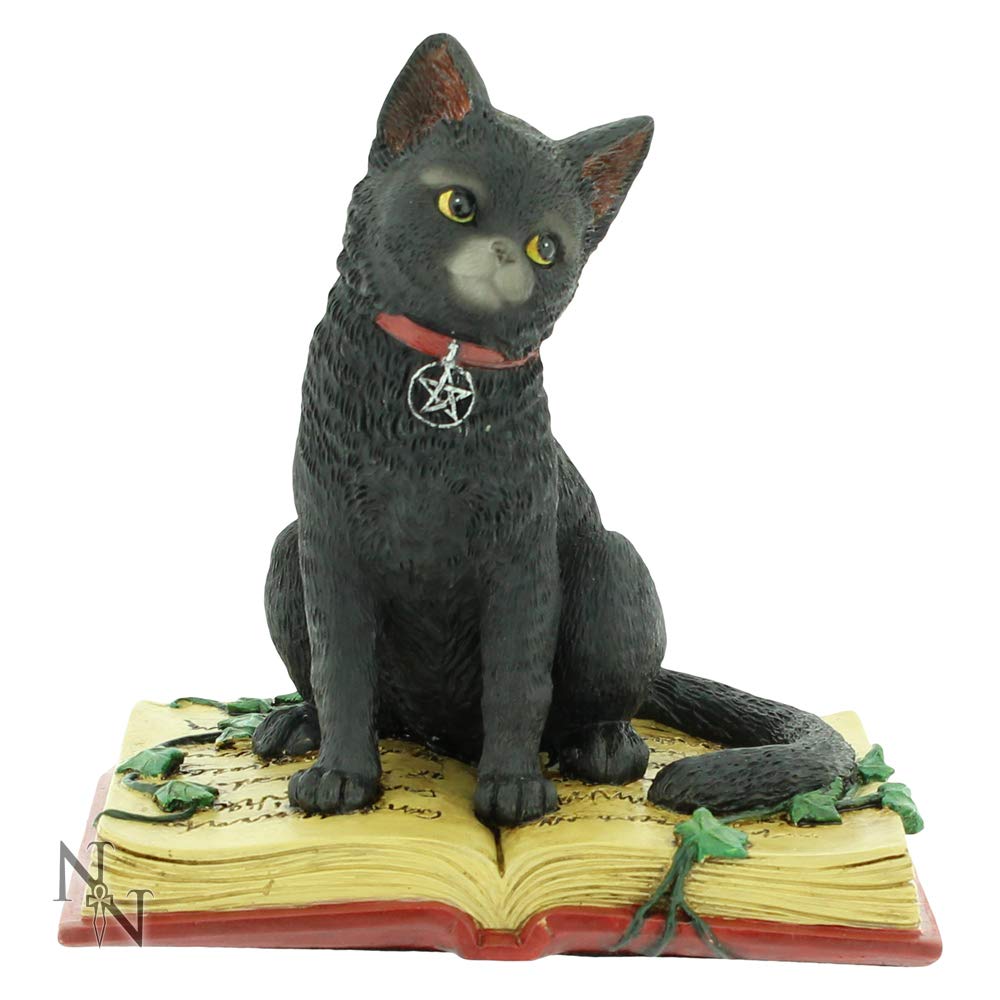 Eclipse Cat Spell Book Figurine Wiccan Witch Gothic Ornament 12cm 2