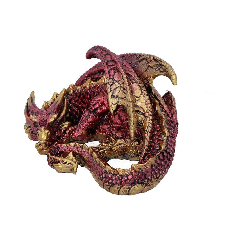 Aaden Red and Golden Resting Dragon Figurine 10.2cm 2