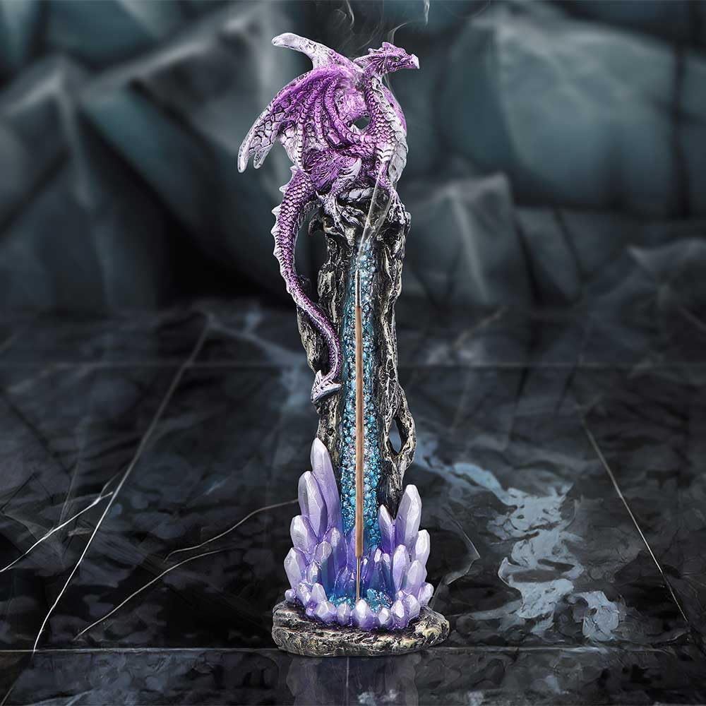 Mythic Crystal Dragon Incense Stick Holder 27cm