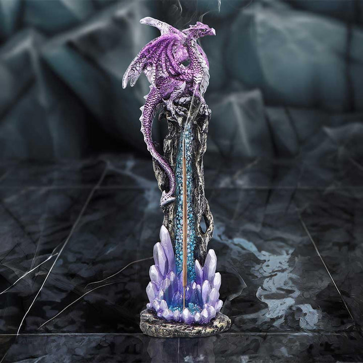 Mythic Crystal Dragon Incense Stick Holder 27cm