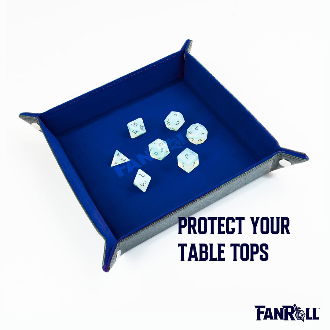 Metallic Dice Games FanRoll Fold Up Velvet Dice Tray with Leather Backing