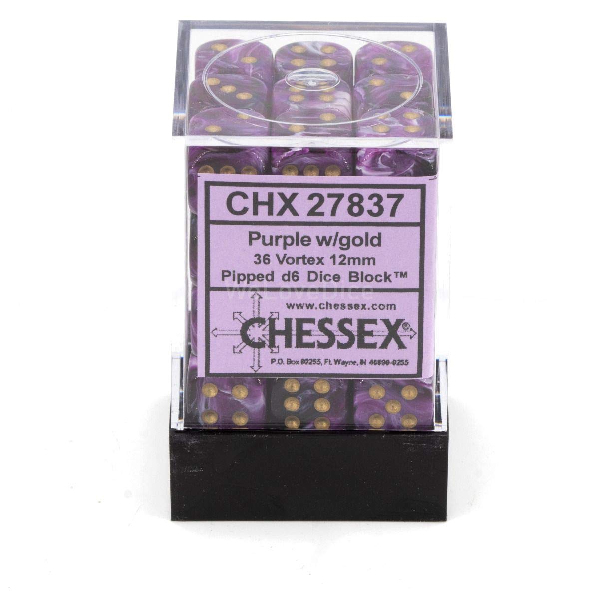 DND Dice Set-Chessex D&D Dice-12mm Vortex Purple and Gold Plastic Polyhedral Dice Set-Dungeons and Dragons Dice Includes 36 Dice – D6, Various (CHX27837) 3