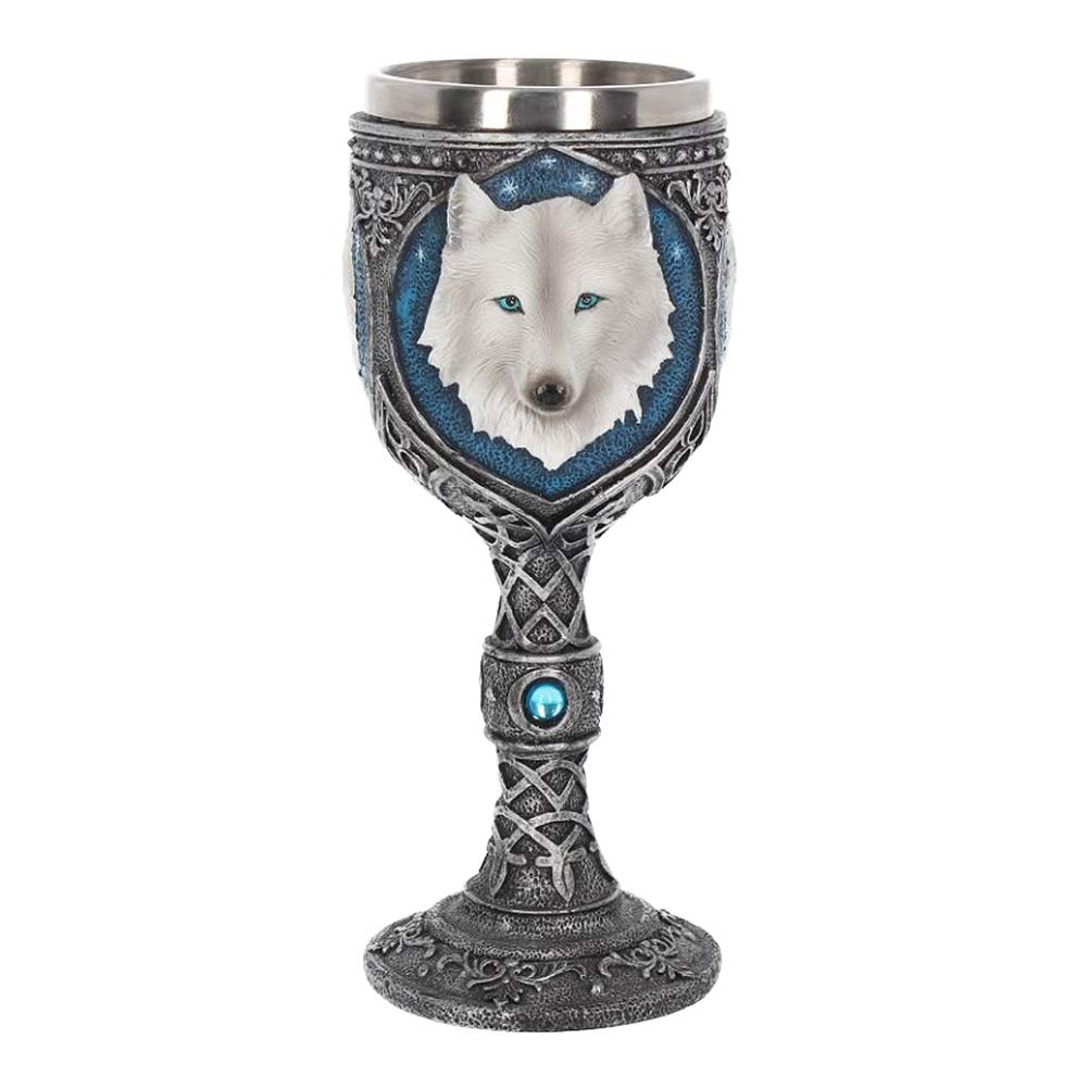 White Winter Ghost Wolf Wine Glass Goblet 19.5cm