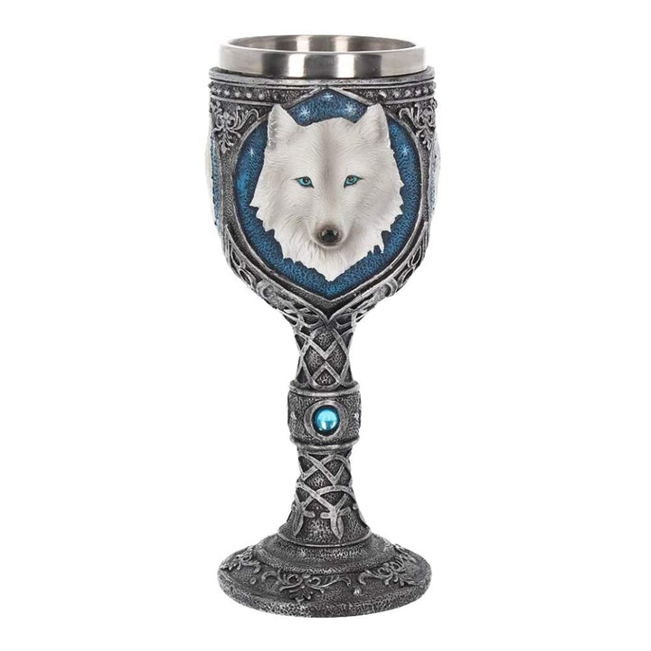 White Winter Ghost Wolf Wine Glass Goblet 19.5cm
