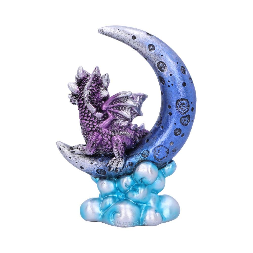 Metallic Purple Crescent Creature Moon Dragon Figurine 11.5cm