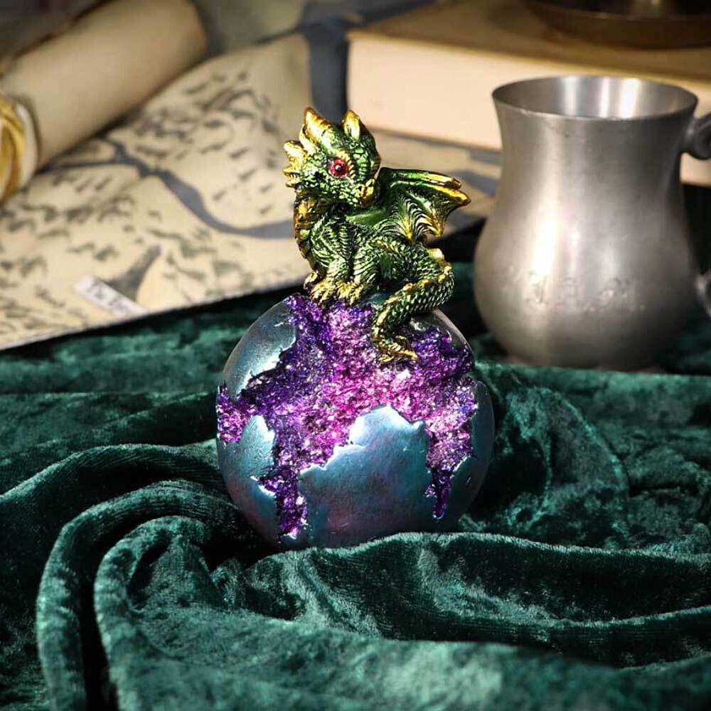 Geode Guard Green Dragon Sphere Crystal Figurine 12.7cm