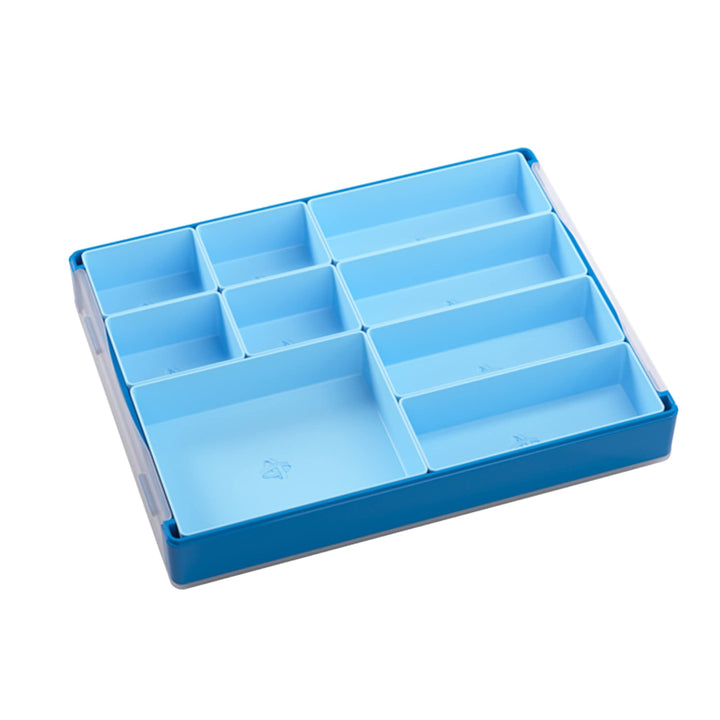 Token Silo Convertible | Store and Organize Board Game Tokens | 9 Removable Trays in 3 Different Sizes | Stackable Token Box | Convenient Space-Saving Design | Blue Color | Made by Gamegenic