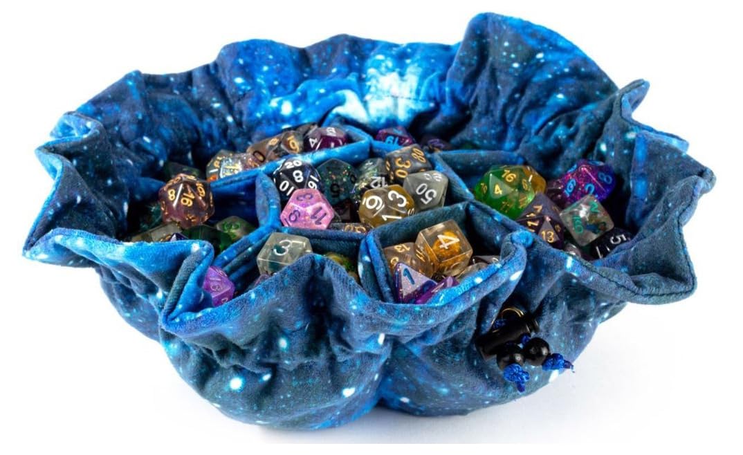 FanRoll by Metallic Dice Games Velvet Compartment Dice Bag with Pockets, Role Playing Game Dice Accessories for Dungeons and Dragons 4