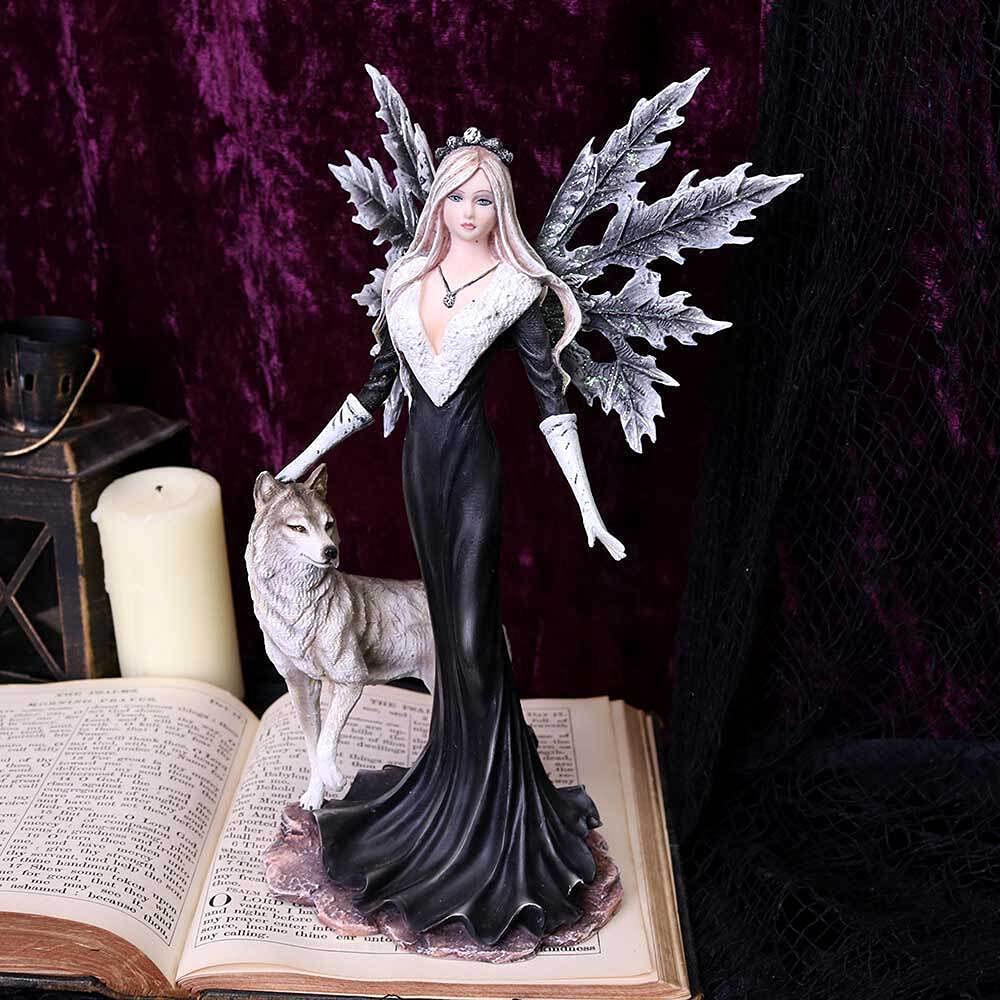 Dark Aura Fairy With Her Grey Wolf Companion 24cm 6