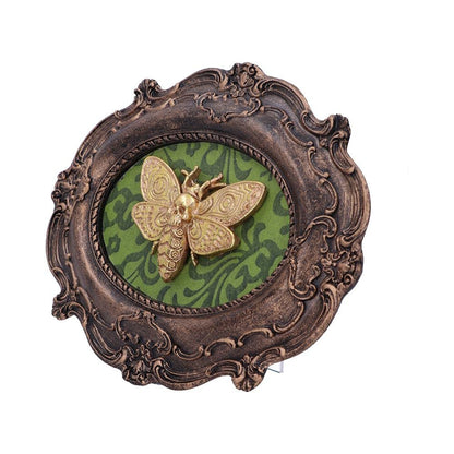 Moth Macabre Baroque Framed Deaths Head Wall Plaque 22.3cm 3