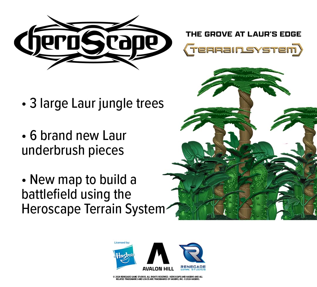 Renegade Game Studios Heroscape The Grove at Laur's Edge Terrain Pack | Build New Jungle environments Over which to Battle for Valhalla Contains : 3 Laur Jungle Trees 6 Laur Jungle Underbrush 3