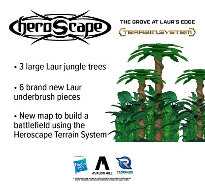 Renegade Game Studios Heroscape The Grove at Laur's Edge Terrain Pack | Build New Jungle environments Over which to Battle for Valhalla Contains : 3 Laur Jungle Trees 6 Laur Jungle Underbrush 3