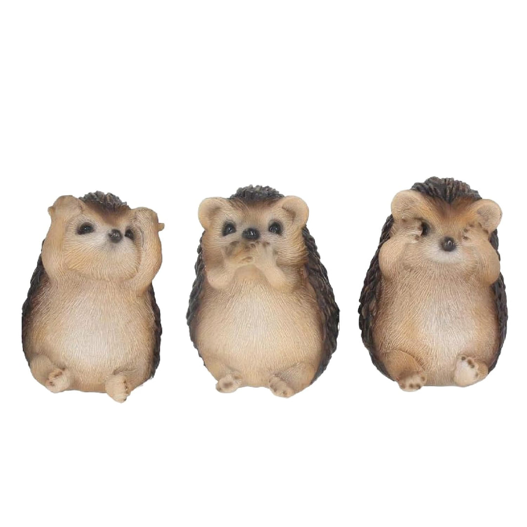 Three Wise Hedgehog Figurines Hedgehogs 9cm