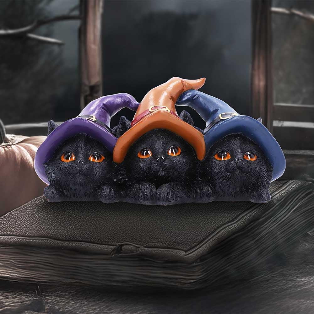 Trio of Mischief Witches Cats Figurine 20cm