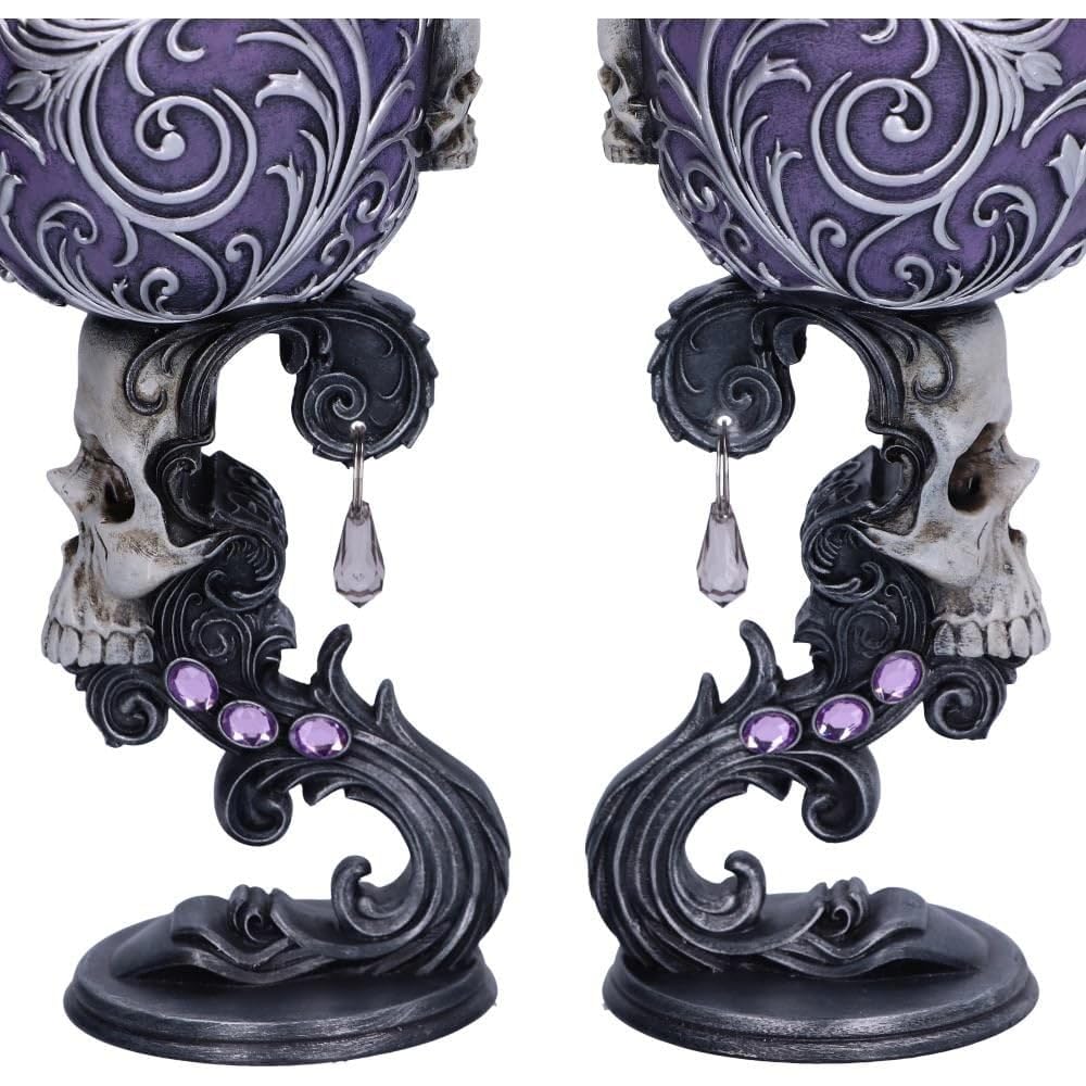 Deaths Desire Twin Skull Heart Set of Two Goblets 18.5cm 2 9